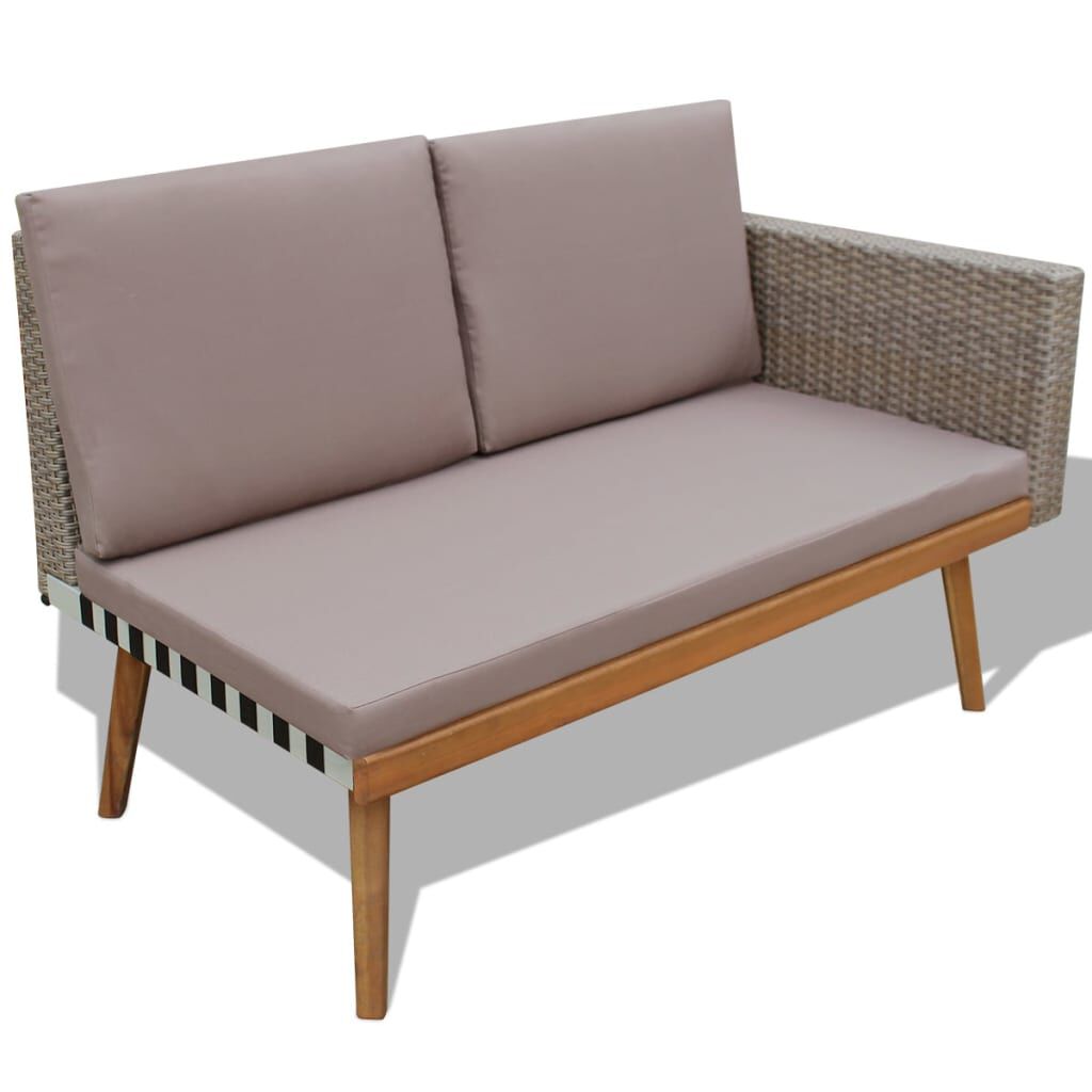 vidaXL 4 Piece Garden Lounge Set with Cushions Poly Rattan Grey