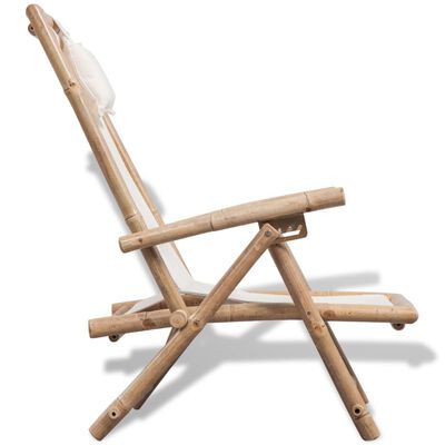 vidaXL Outdoor Deck Chair Bamboo, white vidaXL Outdoor Deck Chair Bamboo