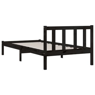 vidaXL Bed Frame without Mattress Black Solid Wood 90x200 cm, black vidaXL Bed Frame without Mattress Black Solid Wood 90x200 cm