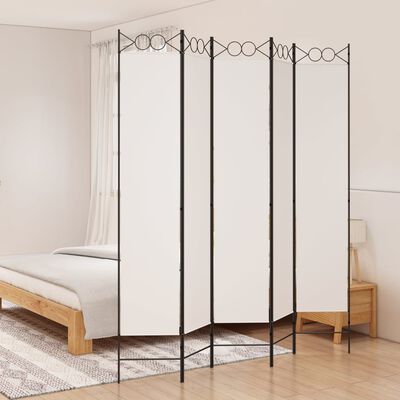 vidaXL 5-Panel Room Divider White 200x220 cm Fabric, white vidaXL 5-Panel Room Divider White 200x220 cm Fabric