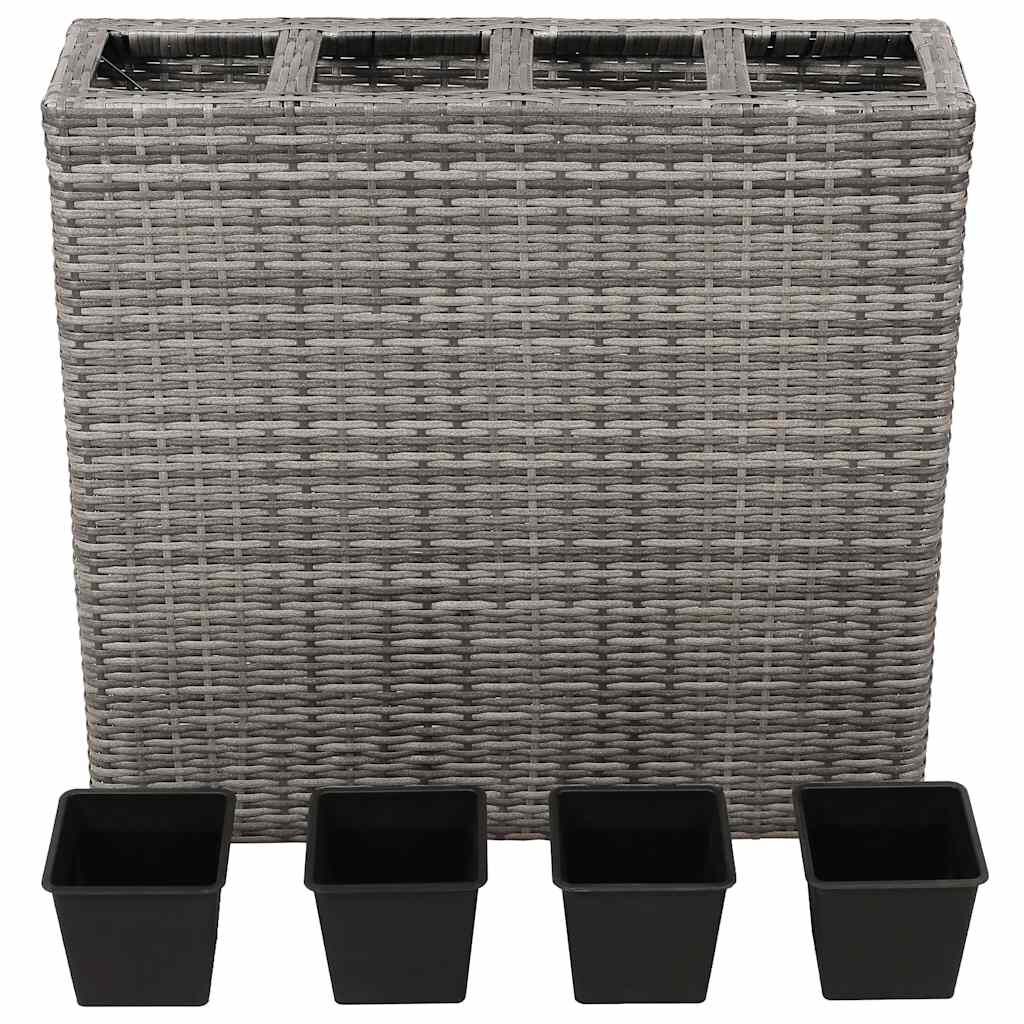 vidaXL Garden Raised Bed with 4 Pots 2 pcs Poly Rattan Grey(2x45426)