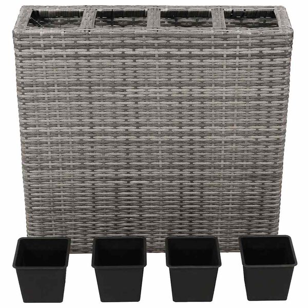 vidaXL Garden Raised Bed with 4 Pots 2 pcs Poly Rattan Grey(2x45426)