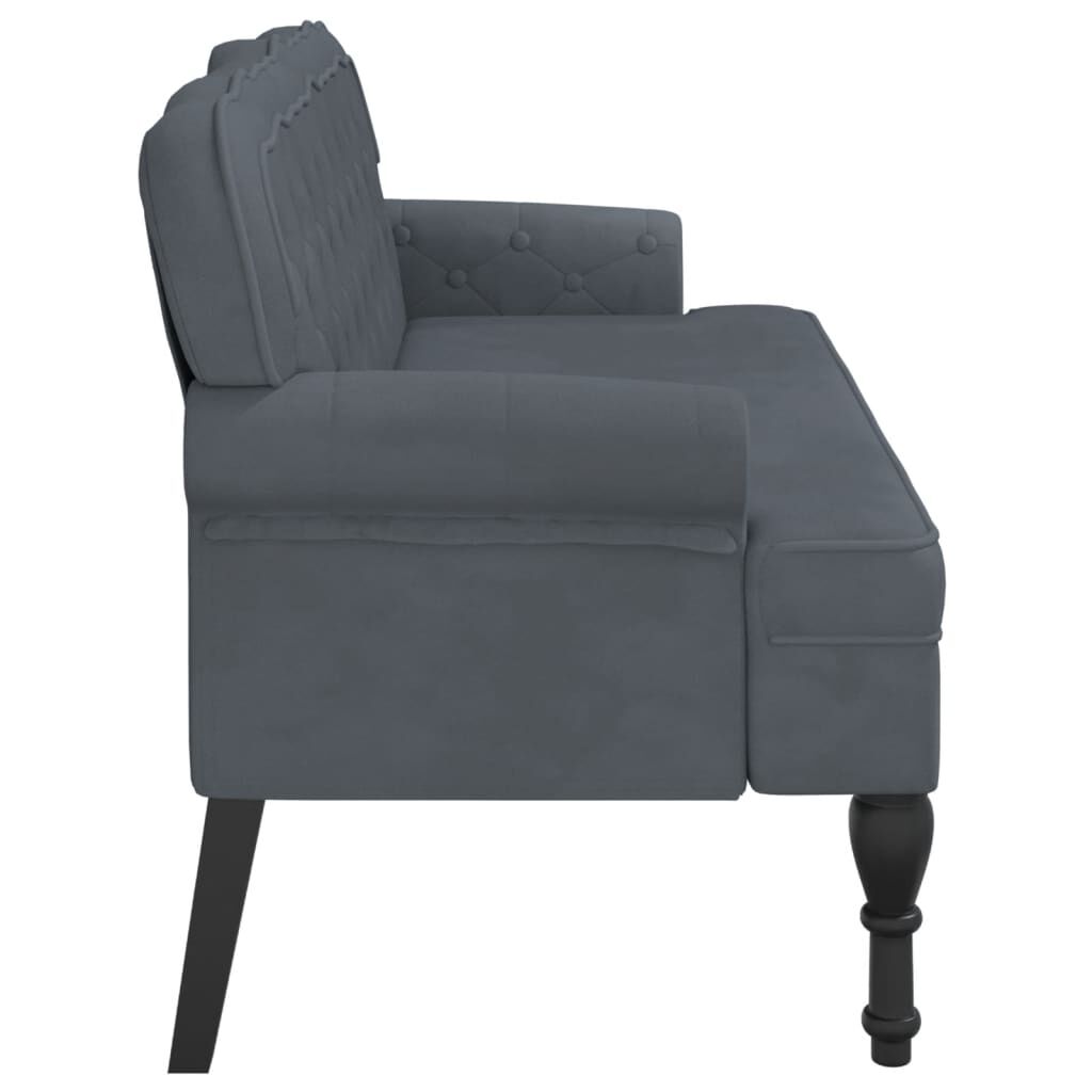 vidaXL Bench with Backrest Dark Grey 119.5x64.5x75 cm Velvet