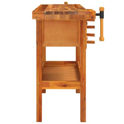 vidaXL Workbench with Drawers and Vices 124x52x83 cm Solid Wood Acacia,  vidaXL Workbench with Drawers and Vices 124x52x83 cm Solid Wood Acacia