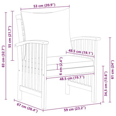 vidaXL Garden Chairs with Cushions 2 pcs Solid Acacia Wood,  vidaXL Garden Chairs with Cushions 2 pcs Solid Acacia Wood