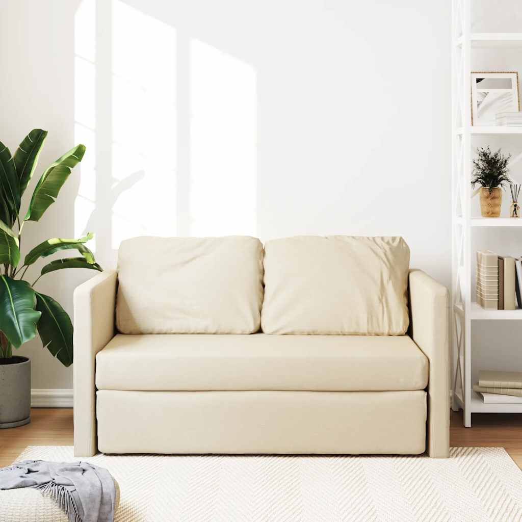 vidaXL Floor Sofa Bed 2-in-1 Cream 112x174x55 cm Fabric