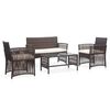 vidaXL 4 Piece Garden Lounge Set with Cushion Poly Rattan Brown