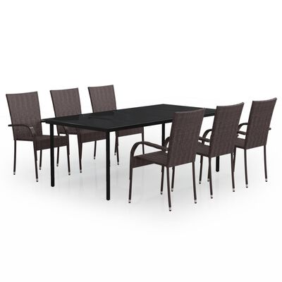 vidaXL 7 Piece Garden Dining Set Brown and Black, brown and black vidaXL 7 Piece Garden Dining Set Brown and Black