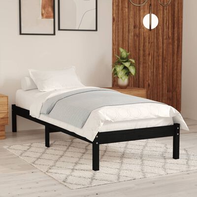 vidaXL Bed Frame without Mattress Black Solid Wood 90x200 cm, black vidaXL Bed Frame without Mattress Black Solid Wood 90x200 cm
