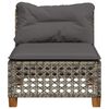 vidaXL Garden Sofa Armless with Cushions Grey Poly Rattan