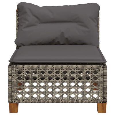 vidaXL Garden Sofa Armless with Cushions Grey Poly Rattan, grey vidaXL Garden Sofa Armless with Cushions Grey Poly Rattan