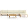 vidaXL 6 Piece Garden Lounge Set with Cream White Cushions Bamboo