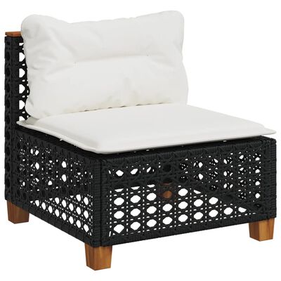 vidaXL 5 Piece Garden Sofa Set with Cushions Black Poly Rattan