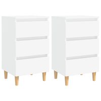vidaXL Bed Cabinets with Solid Wood Legs 2 pcs White 40x35x69 cm, white vidaXL Bed Cabinets with Solid Wood Legs 2 pcs White 40x35x69 cm