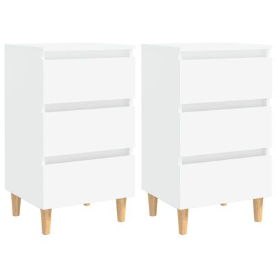 vidaXL Bed Cabinets with Solid Wood Legs 2 pcs White 40x35x69 cm, white vidaXL Bed Cabinets with Solid Wood Legs 2 pcs White 40x35x69 cm