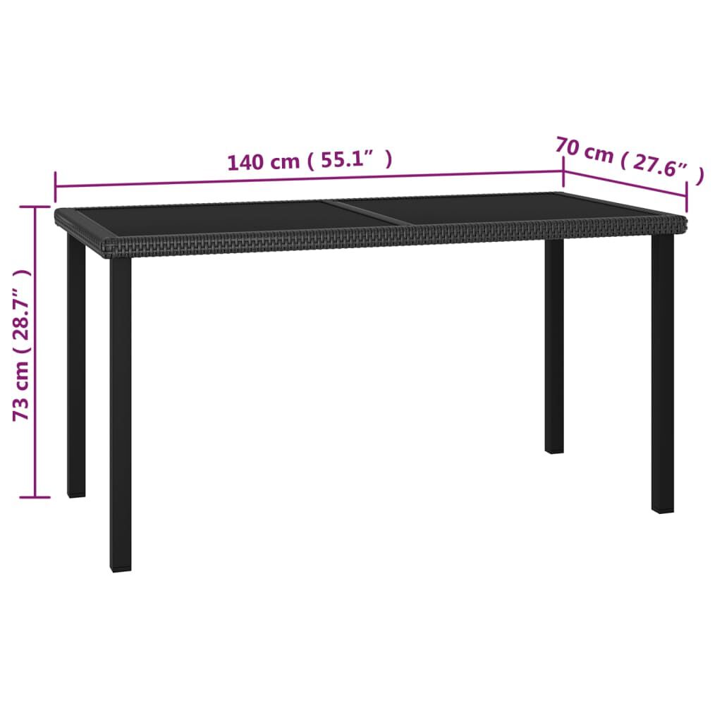 vidaXL 7 Piece Garden Dining Set Poly Rattan Black