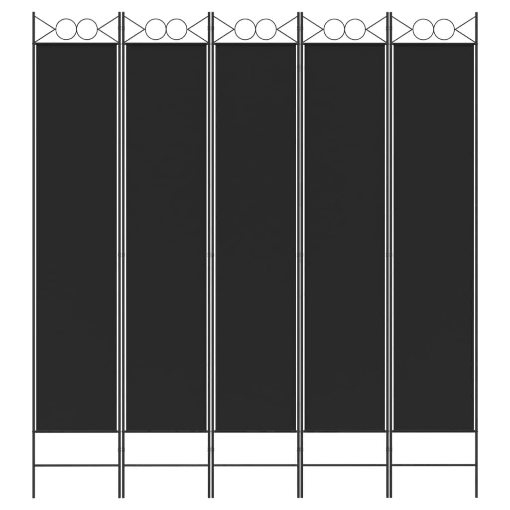 vidaXL 5-Panel Room Divider Black 200x220 cm Fabric