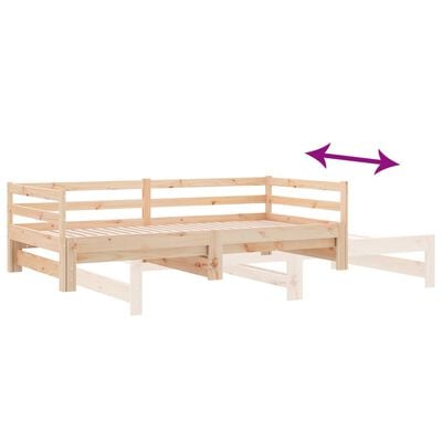 vidaXL Pull-out Day Bed without Mattress Solid Wood Pine 2x(90x200) cm