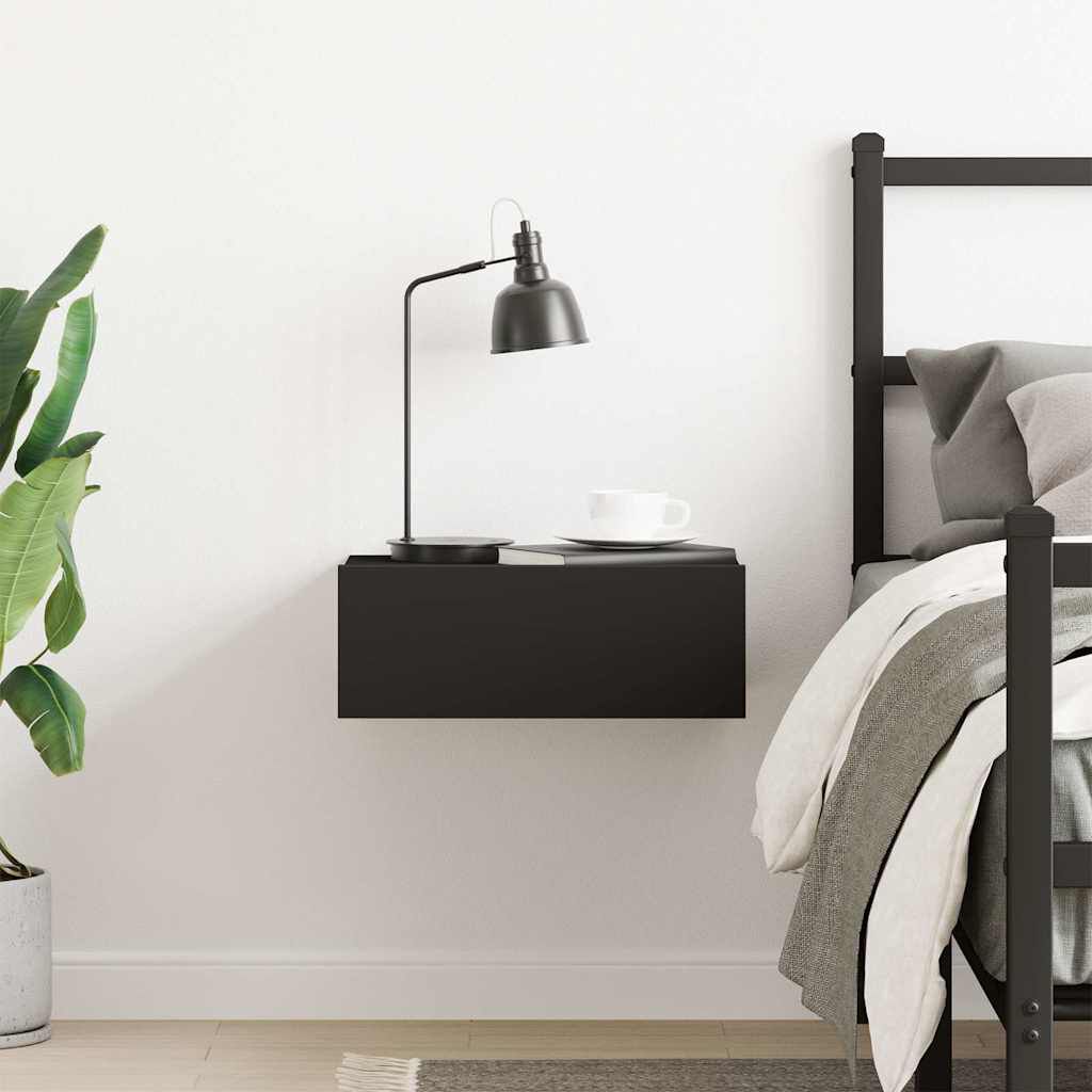 vidaXL Floating Nightstand Black 40x30x15 cm Engineered Wood
