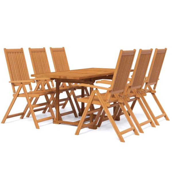 vidaXL 7 Piece Garden Dining Set Solid Wood Acacia 120-170 cm