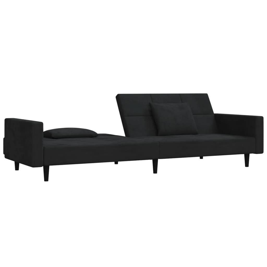 vidaXL 2-Seater Sofa Bed with Two Pillows Black Velvet