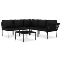 vidaXL 6 Piece Garden Lounge Set with Cushions Black PVC