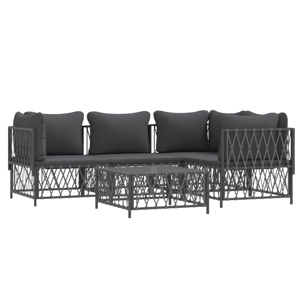 vidaXL 5 Piece Garden Lounge Set with Cushions Anthracite Steel