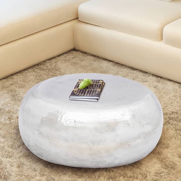 vidaXL Hammered Aluminium Coffee Table Silver