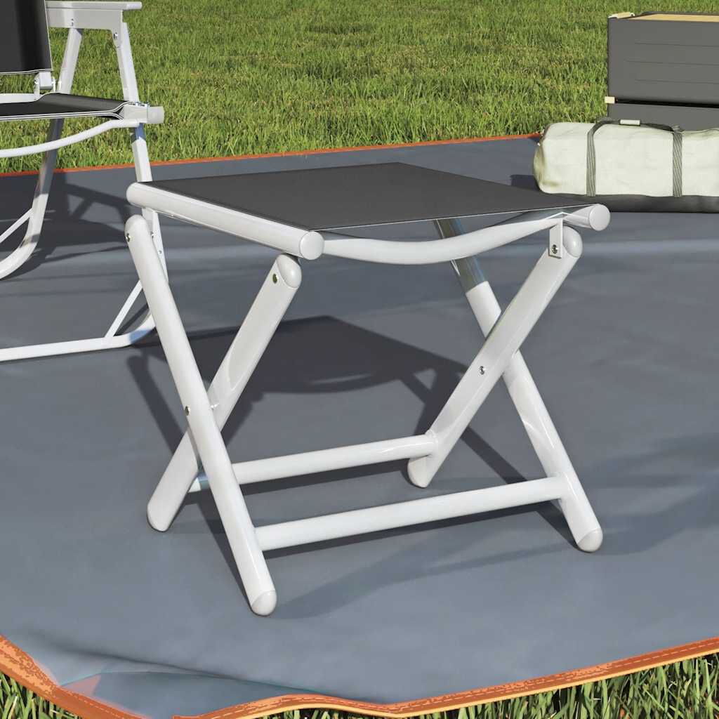 vidaXL Folding Footrest Black and Silver Textilene and Aluminium