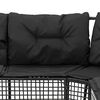 vidaXL Garden Sofa with Cushions and Footstool L-Shaped Black Poly Rattan