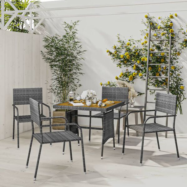 vidaXL 5 Piece Outdoor Dining Set Poly Rattan Grey