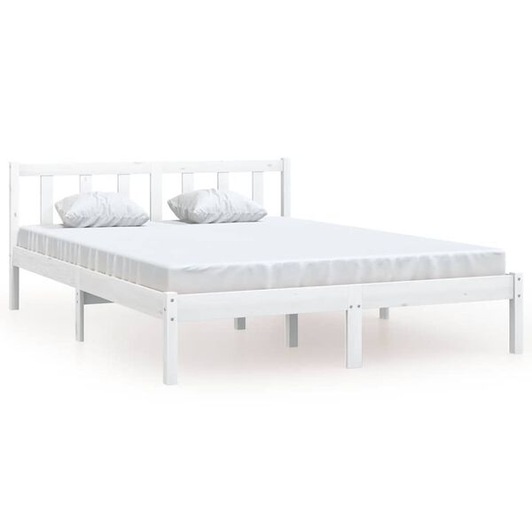 vidaXL Bed Frame without Mattress White Solid Wood 160x200 cm