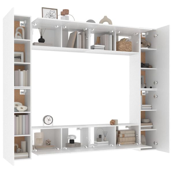 vidaXL 8 Piece TV Cabinet Set White Engineered Wood