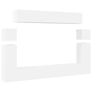 vidaXL 8 Piece TV Cabinet Set White Engineered Wood