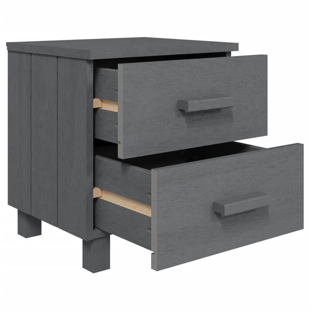 vidaXL Bedside Cabinets HAMAR 2 pcs Dark Grey 40x35x44.5 cm Solid Wood, dark grey vidaXL Bedside Cabinets HAMAR 2 pcs Dark Grey 40x35x44.5 cm Solid Wood