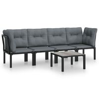 vidaXL 5 Piece Garden Lounge Set Black and Grey Poly Rattan,  vidaXL 5 Piece Garden Lounge Set Black and Grey Poly Rattan