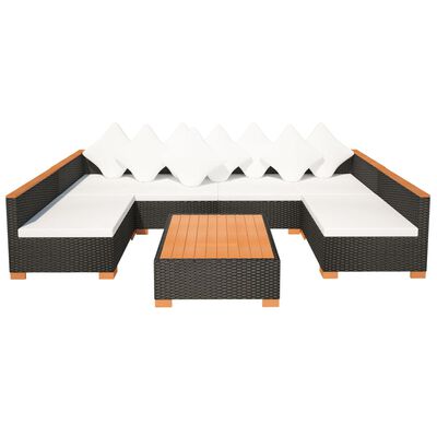 vidaXL 7 Piece Garden Lounge Set with Cushions Poly Rattan Black,  vidaXL 7 Piece Garden Lounge Set with Cushions Poly Rattan Black