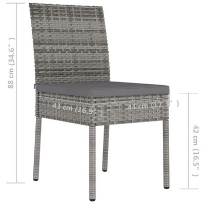 vidaXL Garden Dining Chairs 4 pcs Poly Rattan Grey, grey vidaXL Garden Dining Chairs 4 pcs Poly Rattan Grey