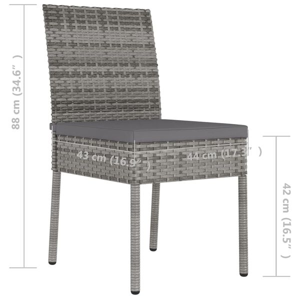 vidaXL Garden Dining Chairs 4 pcs Poly Rattan Grey