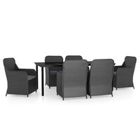 vidaXL 7 Piece Garden Dining Set with Cushions Black
