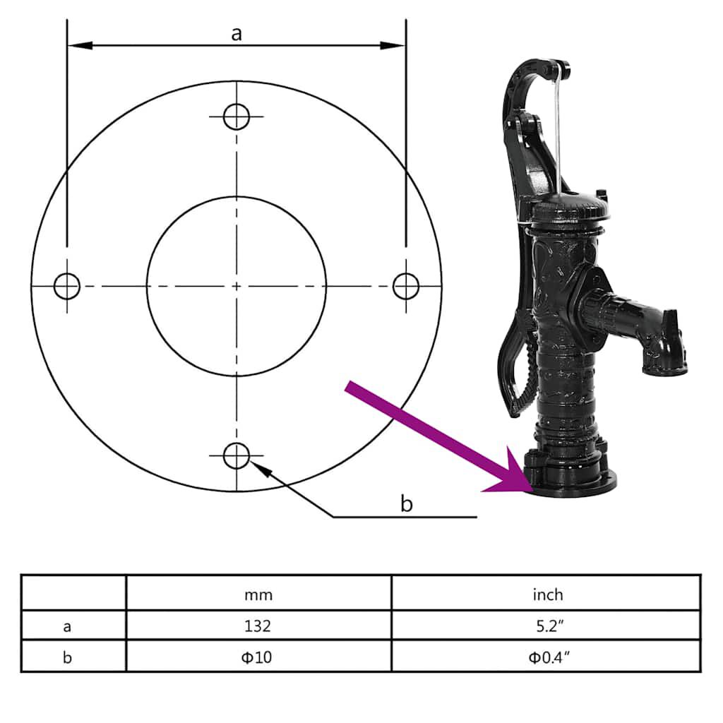 vidaXL Garden Hand Water Pump Cast Iron