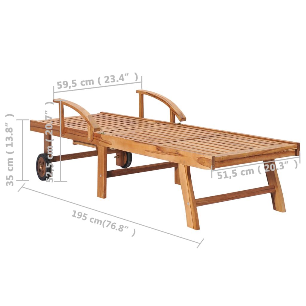 vidaXL Sun Loungers 2 pcs with Table Solid Teak Wood