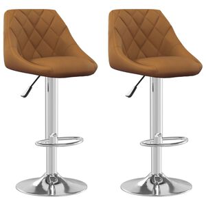vidaXL Bar Stool 2 pcs Brown Velvet