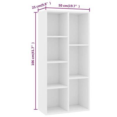 vidaXL Book Cabinet White 50x25x106 cm Engineered Wood, white vidaXL Book Cabinet White 50x25x106 cm Engineered Wood