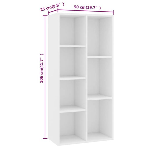 vidaXL Book Cabinet White 50x25x106 cm Engineered Wood