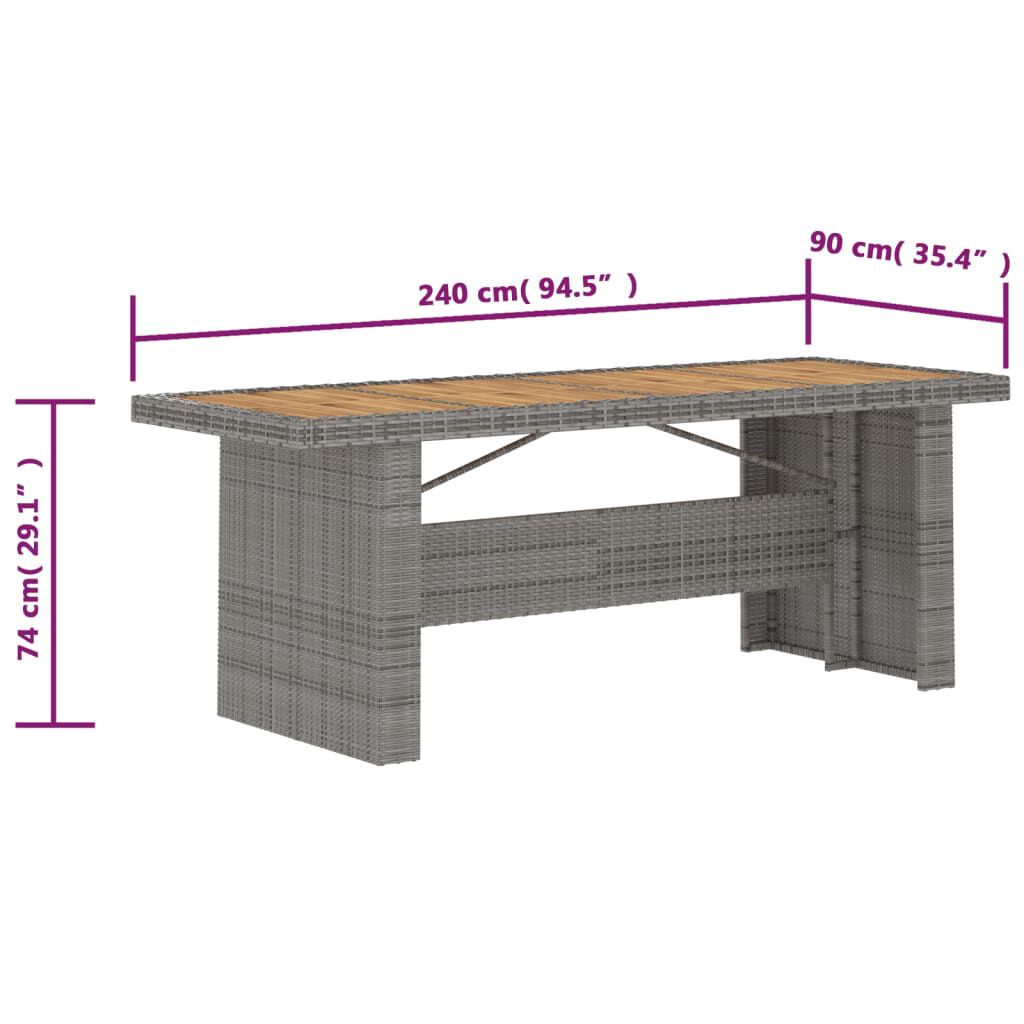 vidaXL 7 Piece Outdoor Dining Set with Cushions Poly Rattan Grey