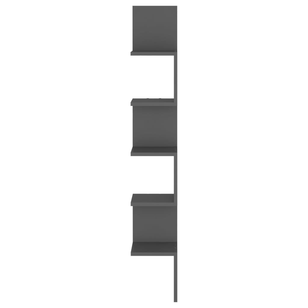 vidaXL Wall Corner Shelf Grey 20x20x127.5 cm Engineered Wood