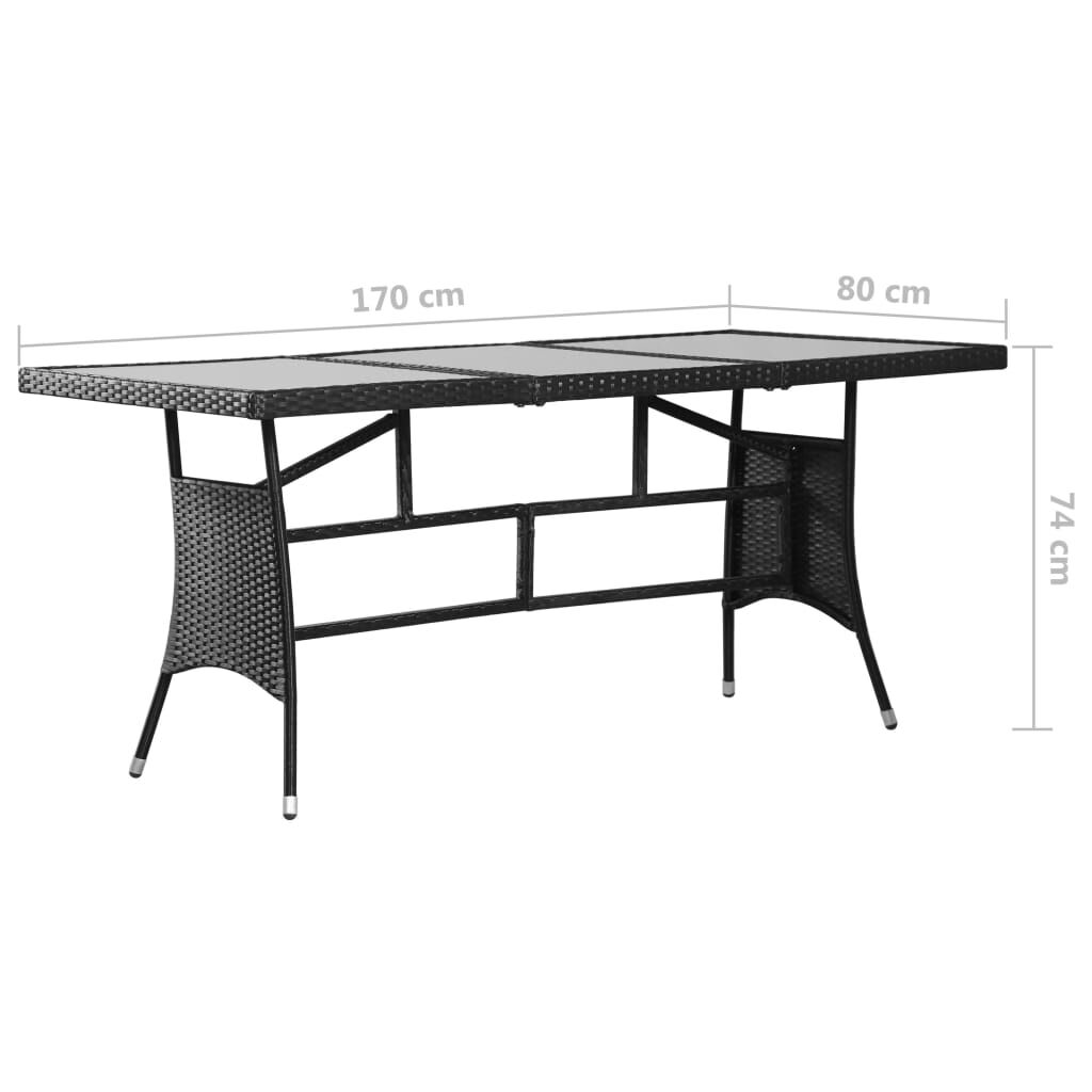 vidaXL 7 Piece Garden Dining Set Poly Rattan Black