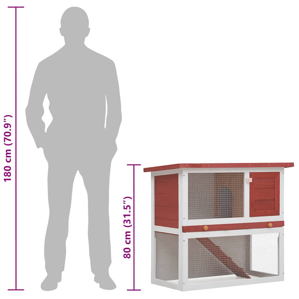 vidaXL Outdoor Rabbit Hutch 1 Door Red Wood