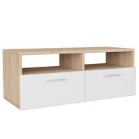 vidaXL TV Cabinet Engineered Wood 95x35x36 cm Oak and White, oak and white vidaXL TV Cabinet Engineered Wood 95x35x36 cm Oak and White